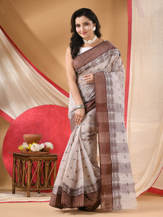 DESH BIDESH Woven Design Pure Cotton Taant Saree