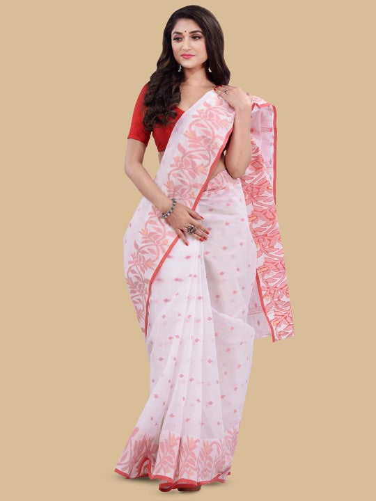 DESH BIDESH Floral Zari Pure Cotton Saree