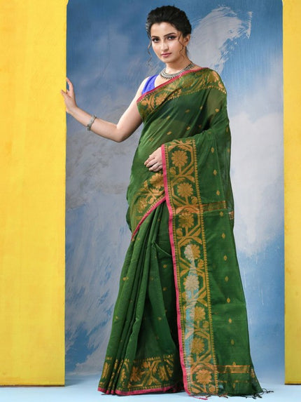 DESH BIDESH Women's Woven Design Zari Cotton Silk Saree