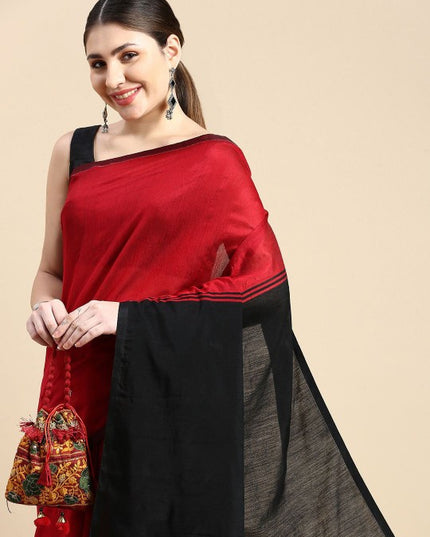 Exquisite Dual-Tone Silk Cotton Saree with Tassel Embellishments and Unstitched Blouse Piece