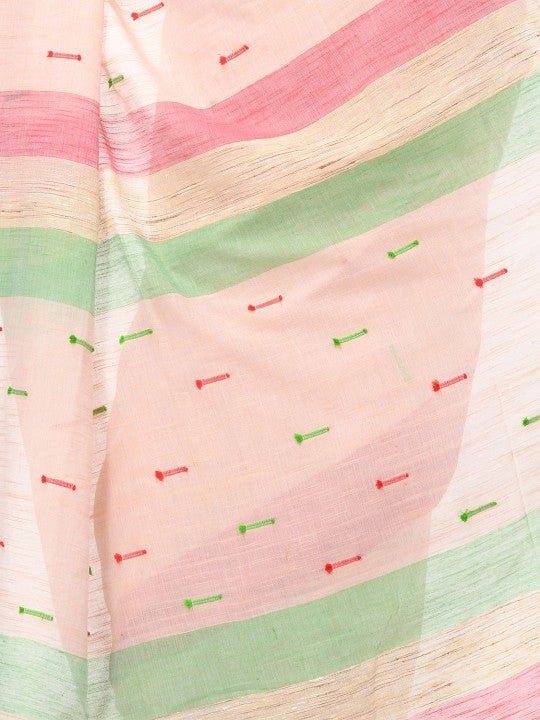 DESH BIDESH Woven Design Zari Pure Cotton Handloom Taant Saree