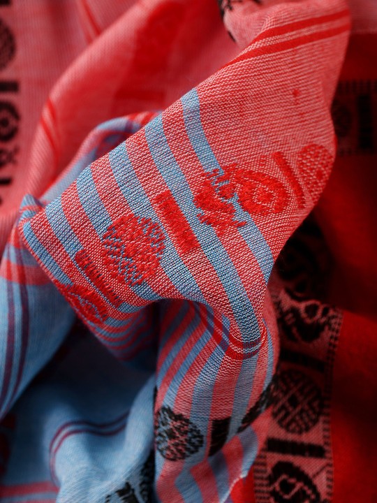 Elegant Blue & Red Woven Design Pure Cotton Saree for Women