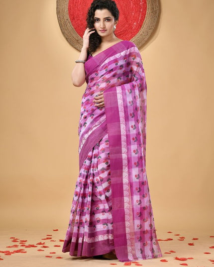 DESH BIDESH Floral Printed Pure Cotton Saree for Women