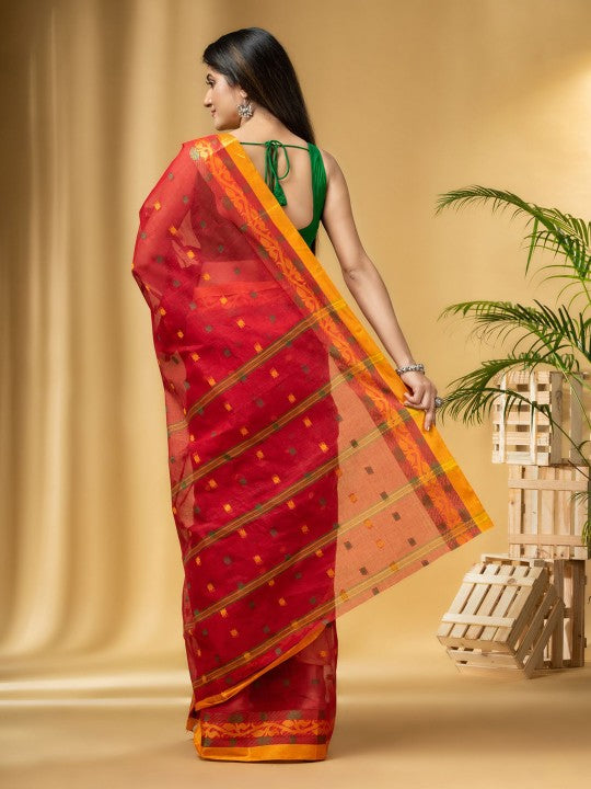 DESH BIDESH Woven Design Pure Cotton Taant Saree