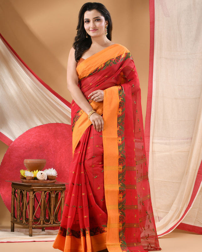 DESH BIDESH Women Woven Design Floral Pure Cotton Saree