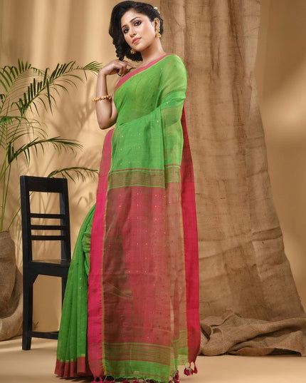 DESH BIDESH Ethnic Motifs Woven Design Taant Saree