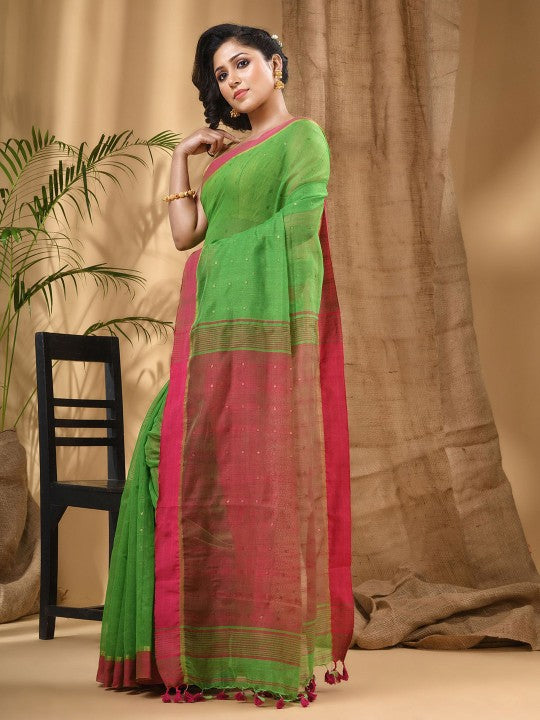 DESH BIDESH Ethnic Motifs Woven Design Taant Saree