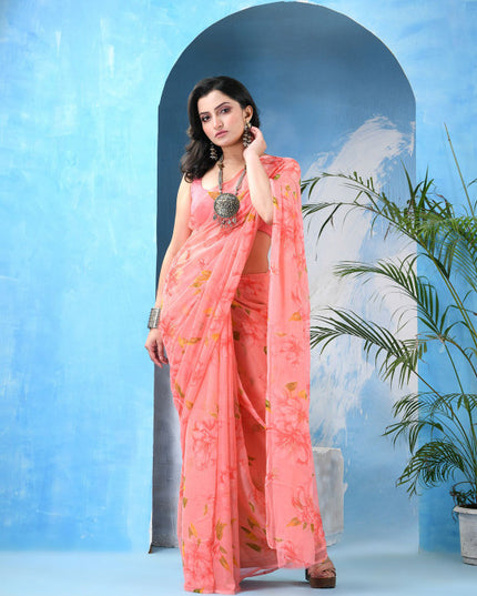 DESH BIDESH Floral Printed Bandhani Saree