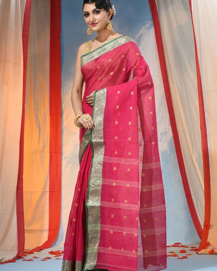 DESH BIDESH Women's Ethnic Motifs Pure Cotton Saree with Blouse Piece