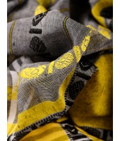  Traditional Bengali Begampuri Handloom Cotton Saree With Blouse Piece(Gray Yellow)