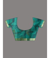 Handloom Cotton Blend Saree Floral Leaf Design With Blouse Piece (Firoza)