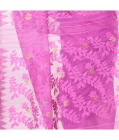 Handloom Tant Soft Dhakai Jamdani Cotton Saree Whole Body Design (Purple)