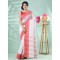 Traditional Handloom Cotton Saree Ankur Woven Design Without Blouse Piece (Red White)