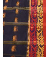 Traditional Tant Pure Handloom Cotton Saree Woven Bi-Color Mina Zari Karat Without Blouse Piece (dark Blue)