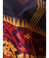 Traditional Tant Pure Handloom Cotton Saree Woven Bi-Color Mina Zari Karat Without Blouse Piece (dark Blue)