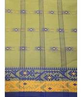  Traditional Tant Pure Handloom Cotton Saree Woven Bi-Color Mina Zari Karat Without Blouse Piece (Green)