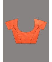  Women`s Bengali Khesh Pure Cotton Handloom Saree Diamond Designed With Blouse Piece(Orange)