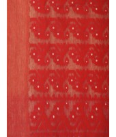 Resham Dhakai Jamdani Cotton Handloom Saree Hajar Buti Design Jamdani Saree(Cream Red)