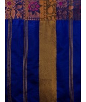 Tant Cotton Silk Handloom Cotton Saree Pushpomala With Blouse Piece (Tute Blue)