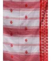 dB DESH BIDESH Women`s Traditional Bengal Handloom Cotton Saree Red Diamond Design With Blouse Piece