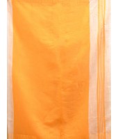 Bengali Handloom Tant Pure Cotton Saree Temple Par Desigined With Blouse Piece (Yellow White)