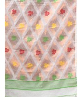 Resham Dhakai Jamdani Cotton Handloom Saree Kohinoor Design Jamdani Saree(white)
