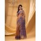  Hirokduti Resham Dhakai jamdani Bengal Pure Cotton Handloom Saree Whole Body Design without Blouse Piece(Orange Blue)