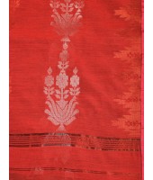 Cotton Silk Handloom Cotton Blend Saree Jharbati Work With Blouse Piece (Green Red)