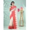 Pure Handloom Cotton Saree Leaf Buti Red Par Woven Design Without Blouse Piece (Red White)