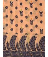 Resham Dhakai Jamdani Pure Cotton Handloom Saree Lojjaboti Design without Blouse Piece (Light Orange)