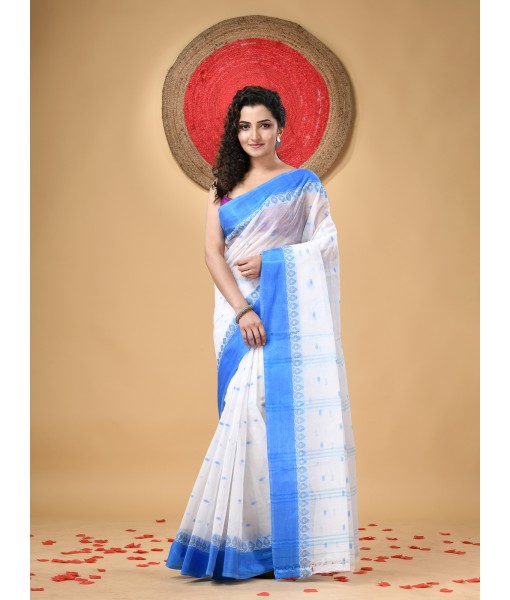 dB DESH BIDESH Women`s Traditional Pure Handloom Cotton Saree Lotus Bud Woven Designer Without Blouse Piece