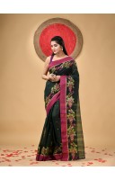 Handloom Cotton Saree Padmakshi Woven Designer Without Blouse Piece (Green)