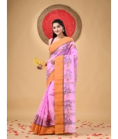 Cotton Saree Padmakshi Woven Designer Without Blouse Piece (Pink)