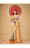 Traditional Pure Handloom Cotton Saree Padmo Woven Design Without Blouse Piece (Peach)