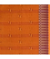 Women`s Traditional Pure Cotton Handloom Saree Woven Tilak Designer Without Blouse Piece (Burnt Clay Orange)
