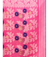 Rangabati Resham Dhakai Jamdani Bengal Pure Cotton Handloom Saree without Blouse Piece( Pink)