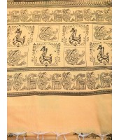  Women's Pure Cotton Saree Sahaj Path Design Handloom Saree without Blouse Piece Yellow