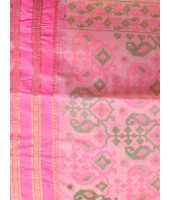  Women`s Bengal Tant Jamdani Printed Handloom Cotton Saree Without Blouse Piece (Pink)