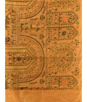 Cotton Blend Tribal Warli Print Half half Design Handloom Sarees with Blouse Piece(red Yellow)