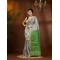 Cotton Blend Tribal Warli Print Half half Design Handloom Sarees with Blouse Piece (Green white)