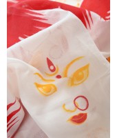 Handloom Pure Cotton Saree Trinetra Durga Print Design With Blouse Piece
