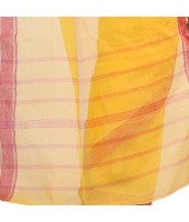 Bengal Tant Aradhana Design Pure Handloom Cotton Saree Without Blouse Piece (Yellow Red)