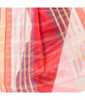 Traditional Bengal Tant 3D Temple Design Handloom Pure Cotton Saree Without Blouse Piece (Red)
