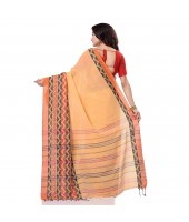 Bengali Chakra Begampuri Pure Handloom Cotton Saree With Blouse Piece (yellow)