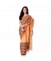 Bengali Chakra Begampuri Pure Handloom Cotton Saree With Blouse Piece (yellow)