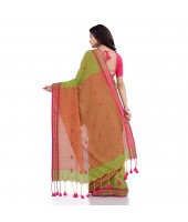 Women`s Traditional Bengali Tant Handloom Cotton Saree Galaxi Design With Blouse Piece