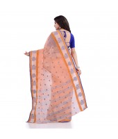 DESH BIDESH Women`s Traditional Tant Pure Handloom Cotton Saree Woven Kamal kolka Designer Without Blouse Piece(Peach)