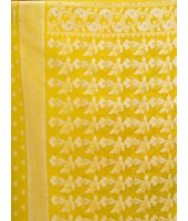  Resham Dhakai Jamdani Bengal Pure Cotton Handloom Saree Diamond Queen Design Yellow
