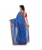  Cotton Silk Handloom Cotton Blend Saree Navratri Design With Blouse Piece (Sky Blue)