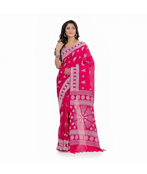  Pure Cotton Konark Design Handloom Saree with Blouse Piece (Pink)